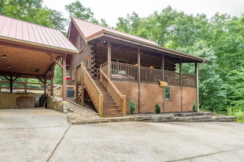 Picture of: Cabin with Hot Tub & Park-Like Property Pet Policy